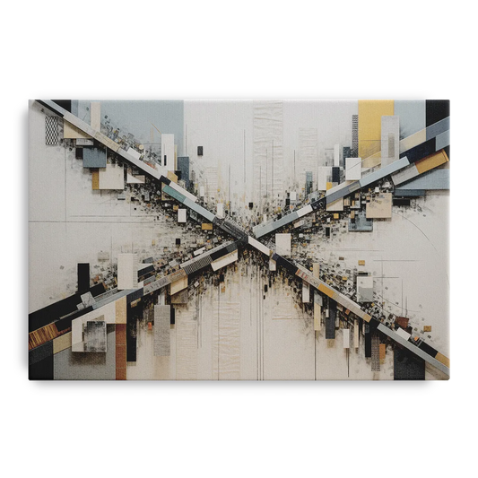 Geometric Urban Elegance White Abstract - Canvas Wall Art