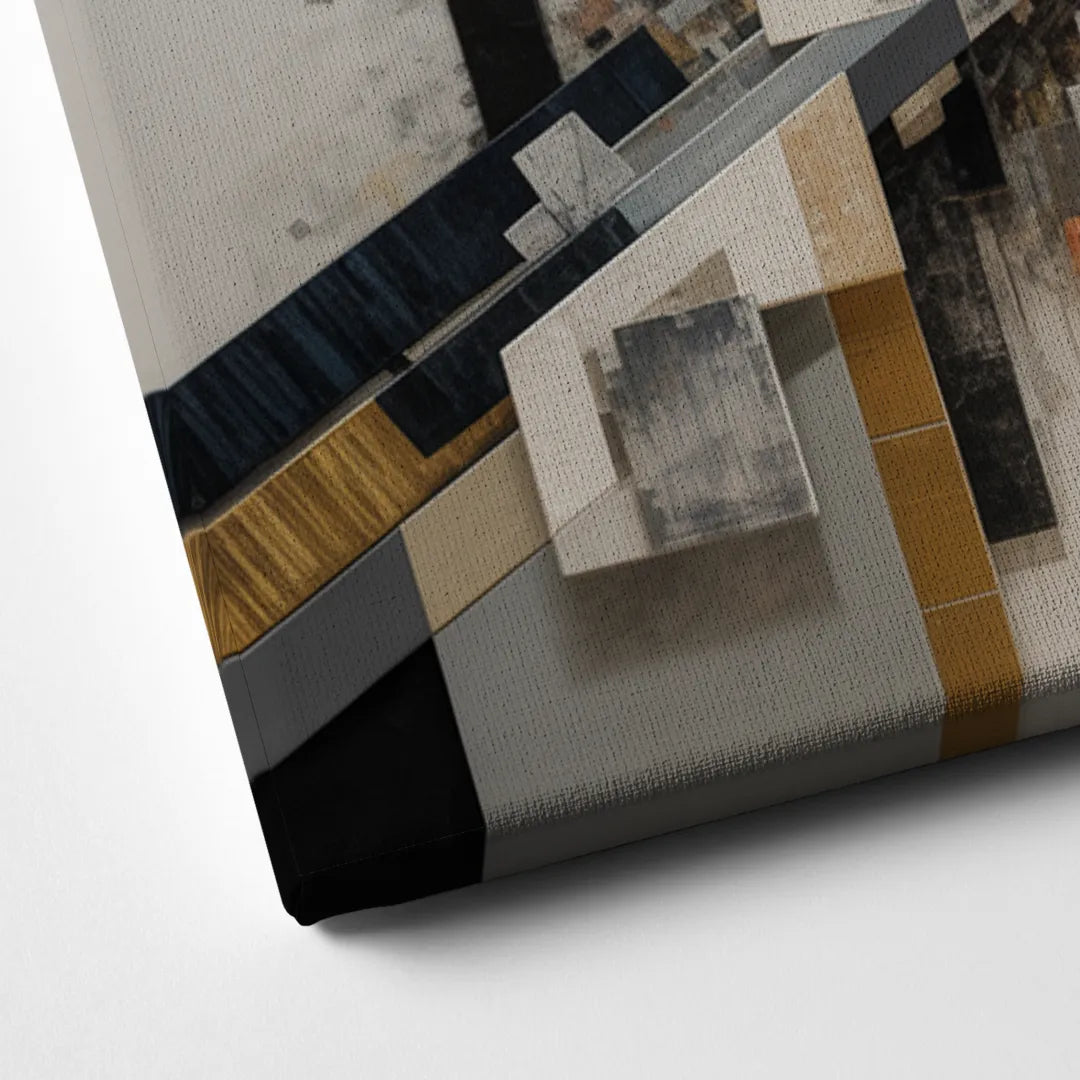 Geometric Urban Elegance White Abstract Canvas Close Up