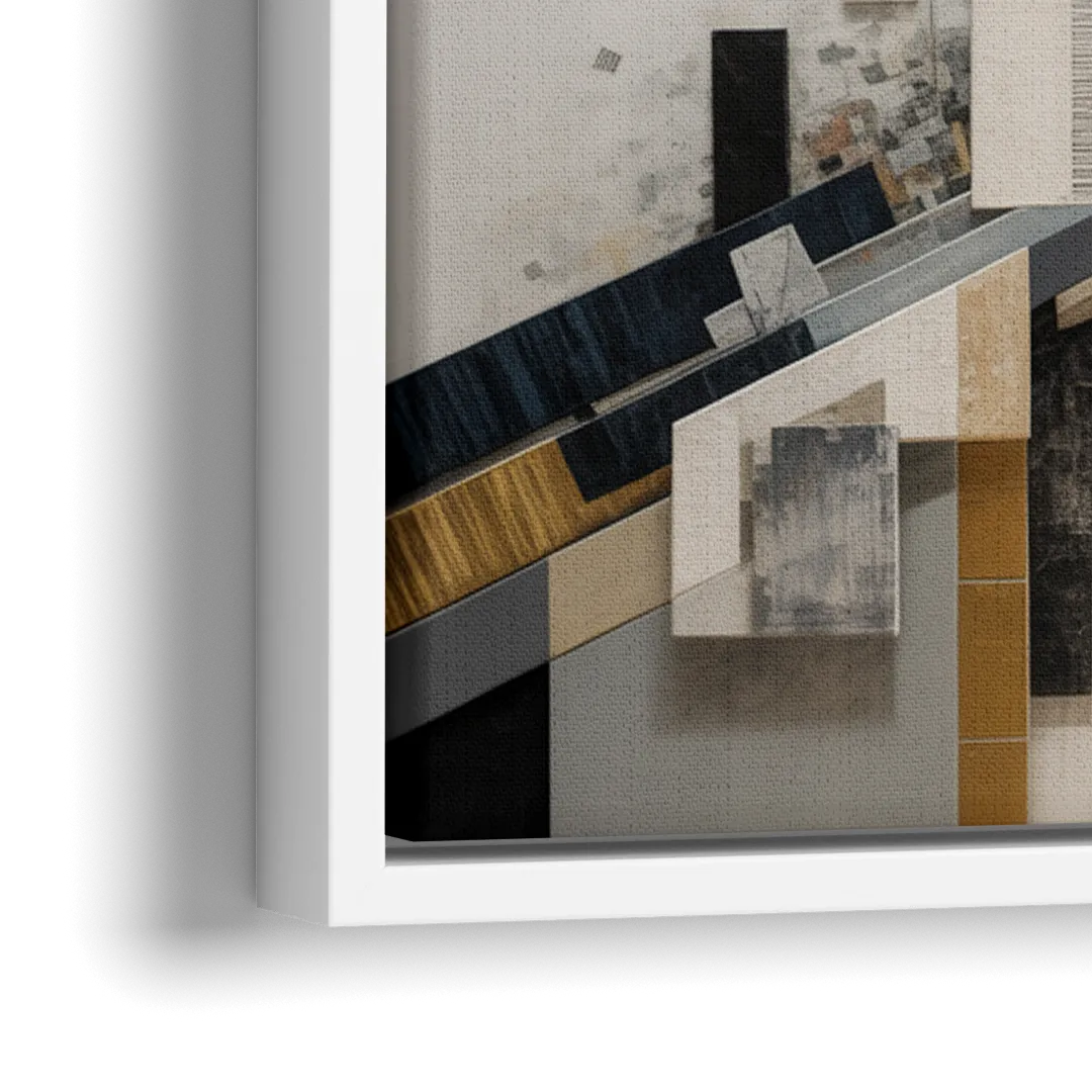 Geometric Urban Elegance White Abstract - Close-Up White Frame Canvas