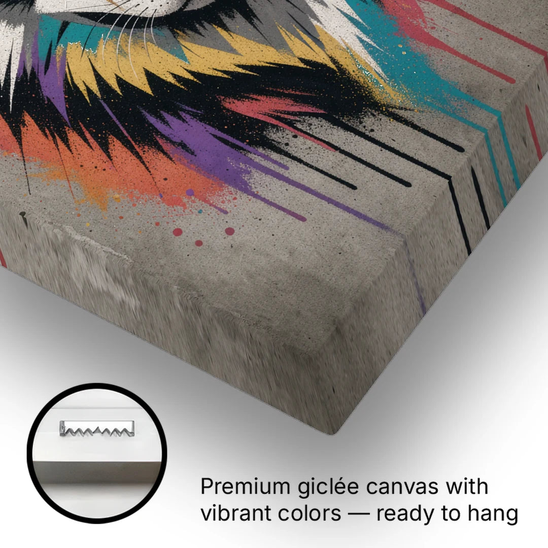 Geometric Wolf in Stencil Facets - Canvas Wall Art - Gallery Wrap Corner