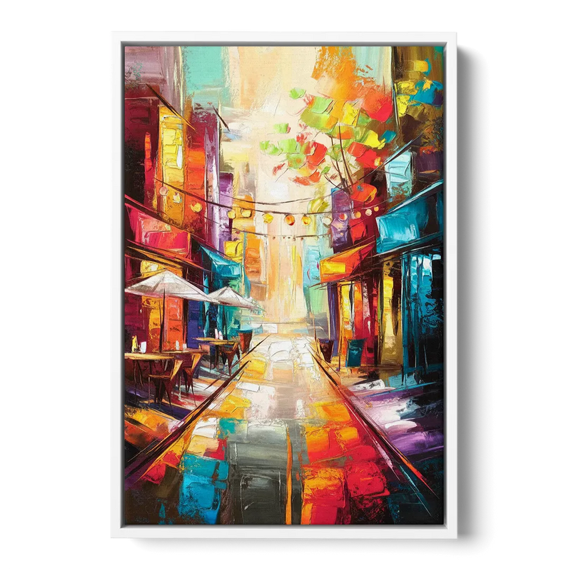 Glendale Vibrant Streetscape Front - White Canvas Wall Art