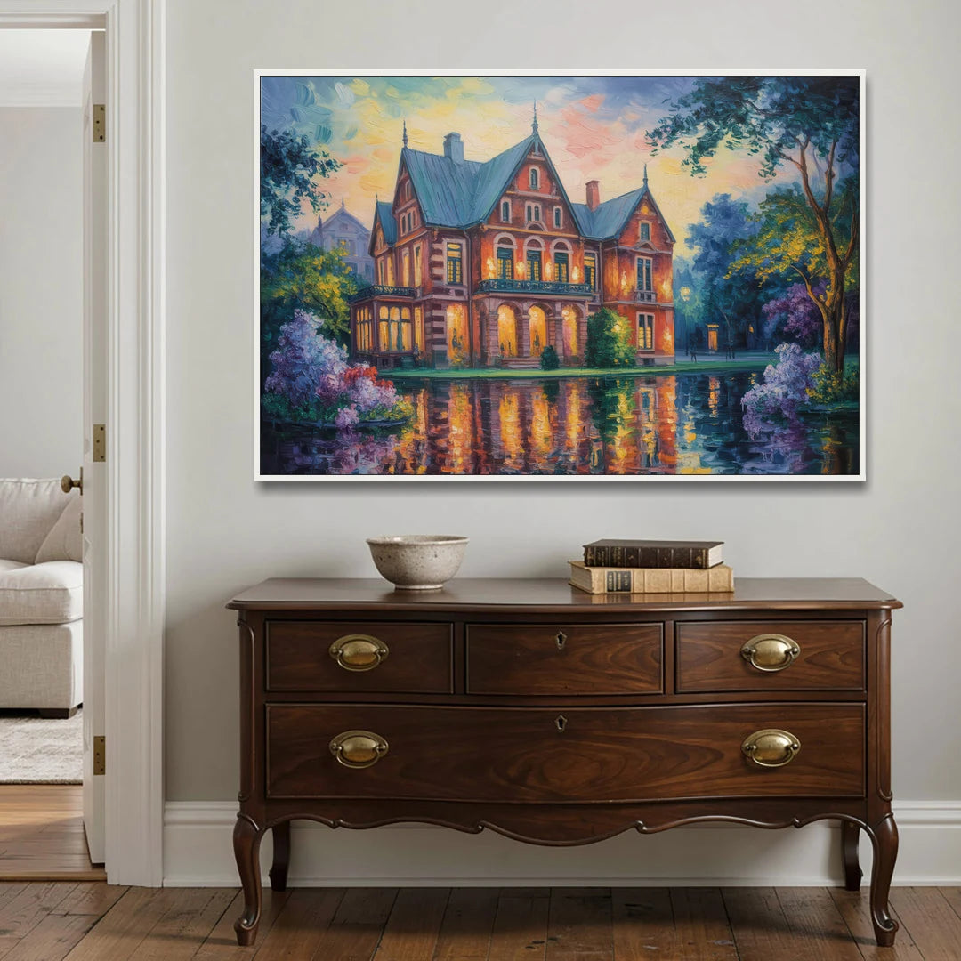 Goethe House Heritage - White Framed Canvas Wall Art - Coffee Table - 60x40