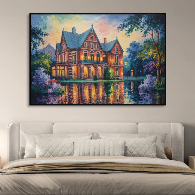 Goethe House Heritage Living Room - Black Canvas Wall Art