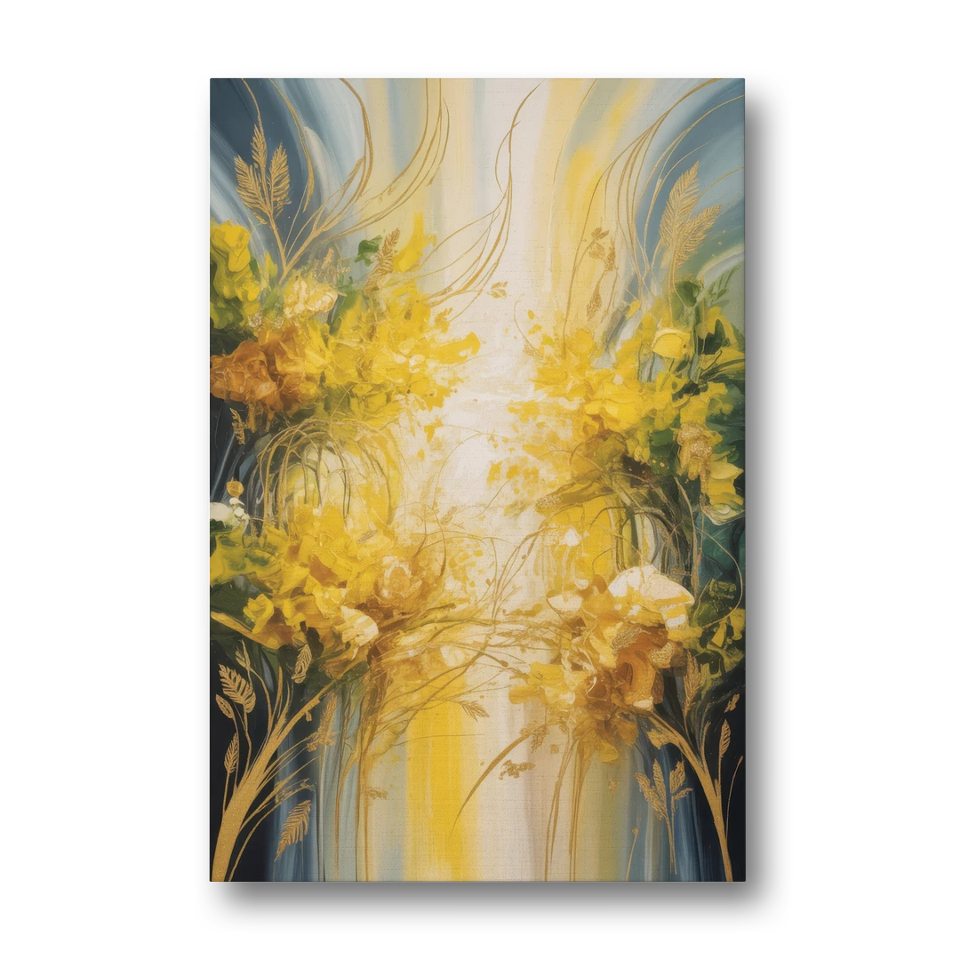 Golden Forest Canopy Yellow Abstract - Canvas Wall Art - Front