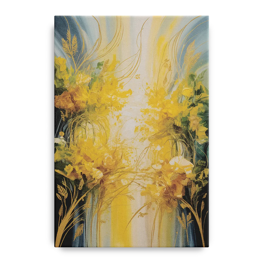 Golden Forest Canopy Yellow Abstract - Canvas Wall Art