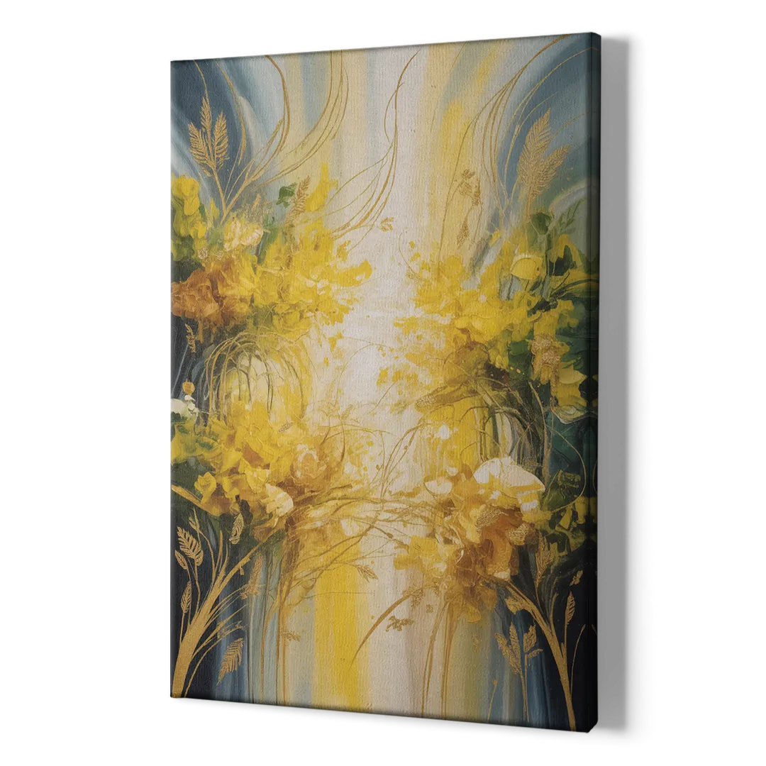 Golden Forest Canopy Yellow Abstract - Canvas Print Art Sides