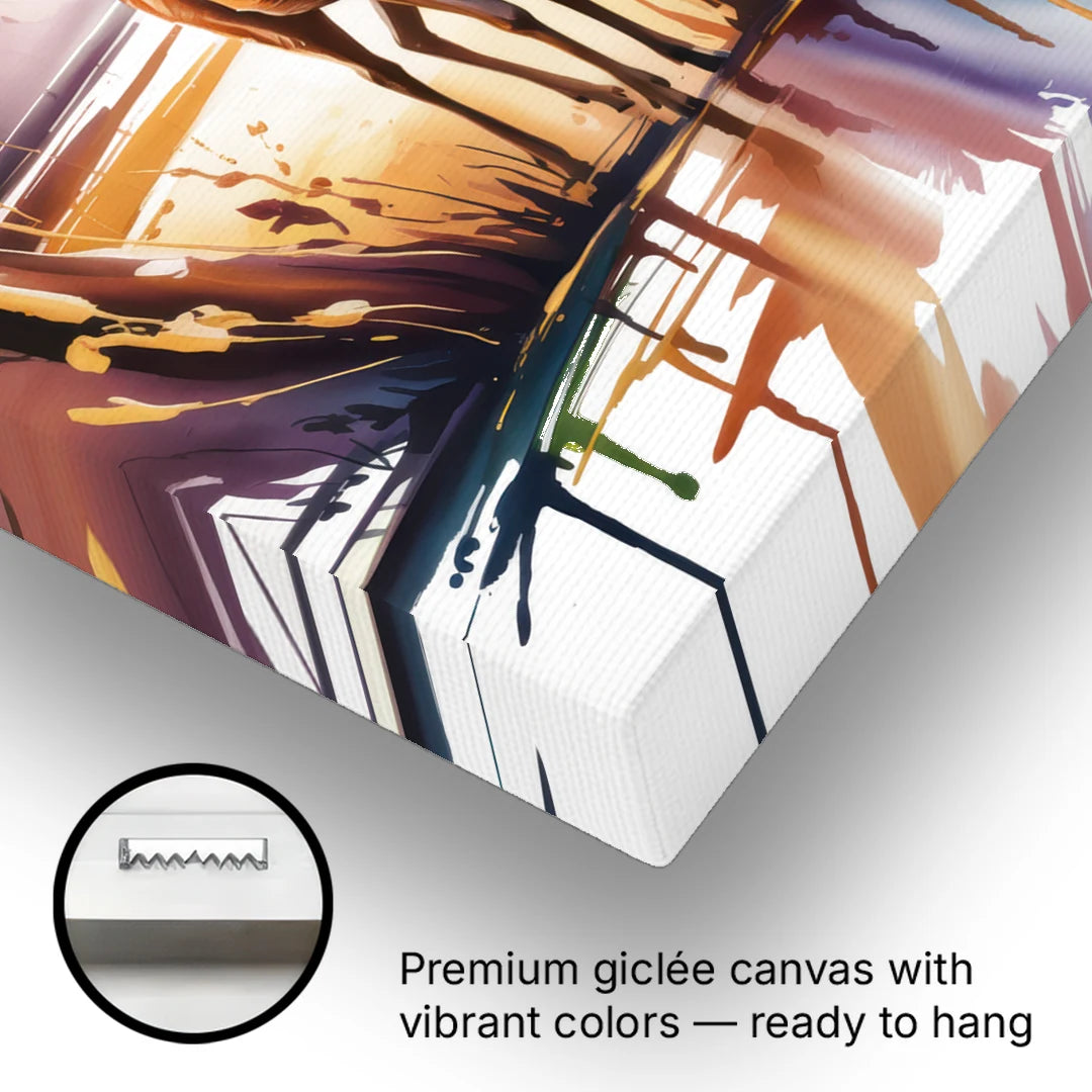 Golden Hour Deer Scene - Canvas Wall Art - Gallery Wrap Corner