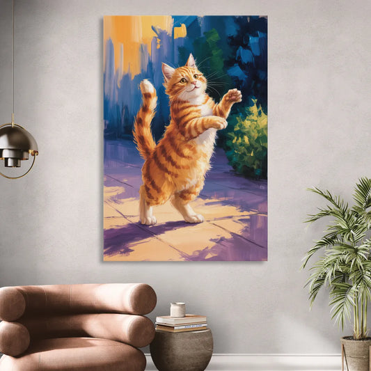 Golden Hour Orange Cat Living Room - Canvas Wall Art