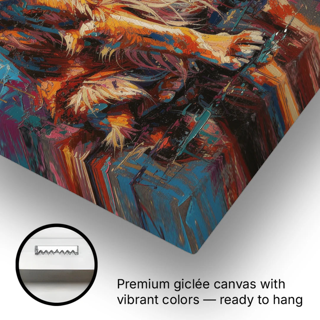 Golden Retriever in Magenta and Teal - Canvas Wall Art - Gallery Wrap Corner