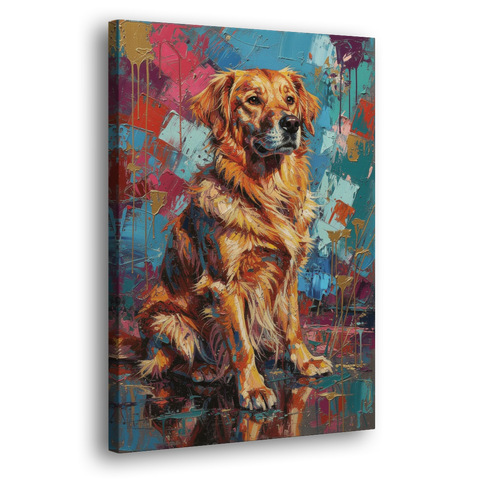 Golden Retriever in Magenta and Teal - Canvas Wall Art