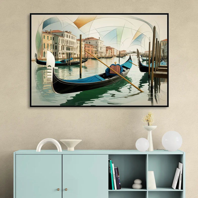 Gondola Dreams Sitting Room - Black Canvas Wall Art