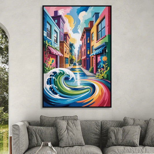 Graffiti Alley Urban Living Room - Black Canvas Wall Art