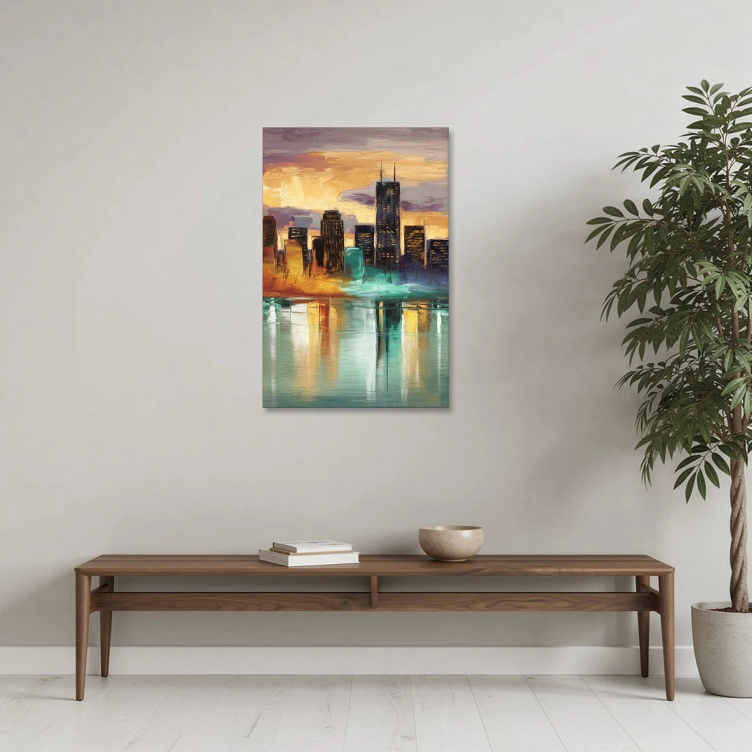 Grand Rapids Cityscape Reflections - Canvas Wall Art - Coffee Table - 24x36