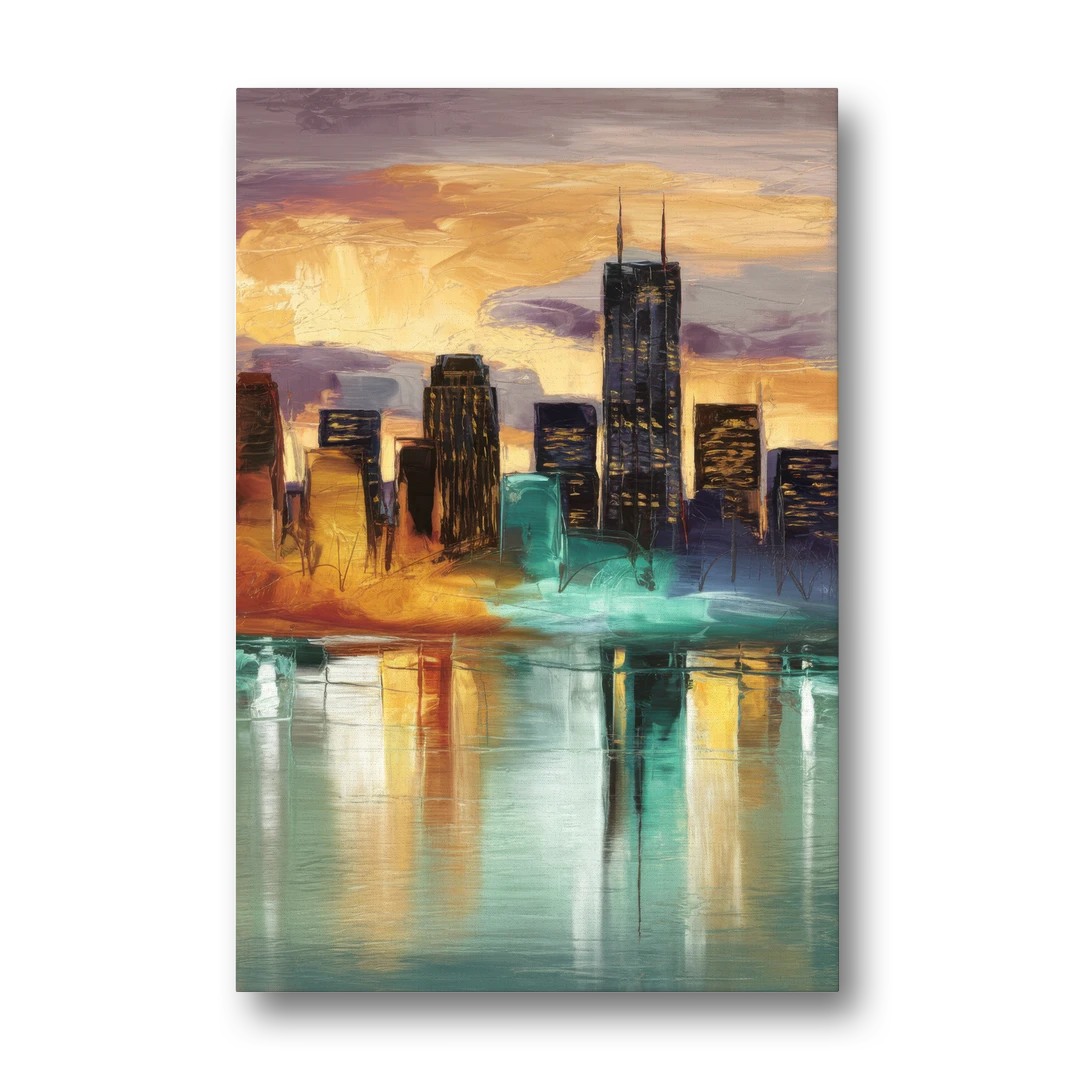 Grand Rapids Cityscape Reflections - Canvas Wall Art - Front