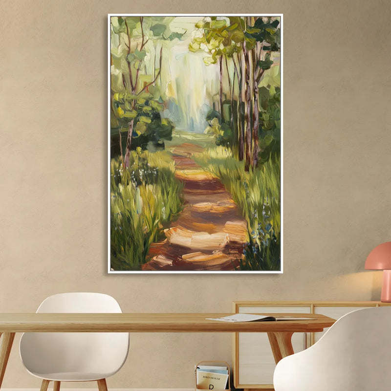 Grand Rapids Forest and Trails Sitting Room - White Canvas Wall Art