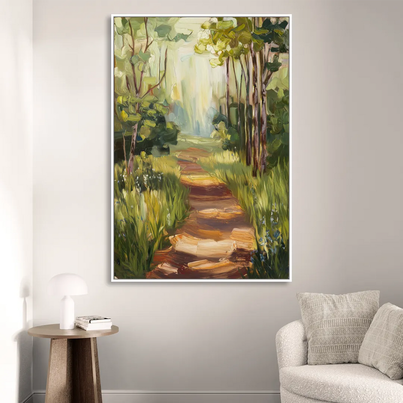 Grand Rapids Forest and Trails Living Room - White Canvas Wall Art