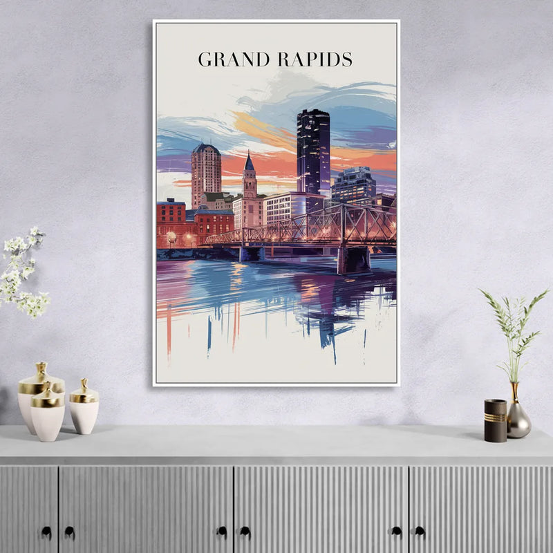 Grand Rapids Historic Landmarks Sitting Room - White Canvas Wall Art