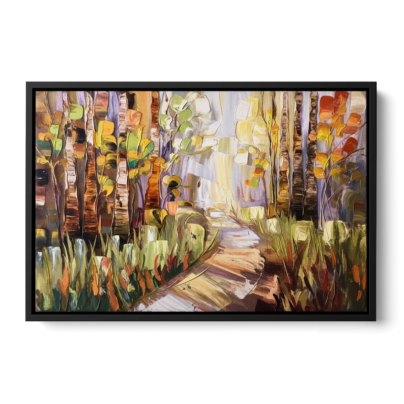 Grand Rapids Seasonal Foliage Front - Black Canvas Wall Art