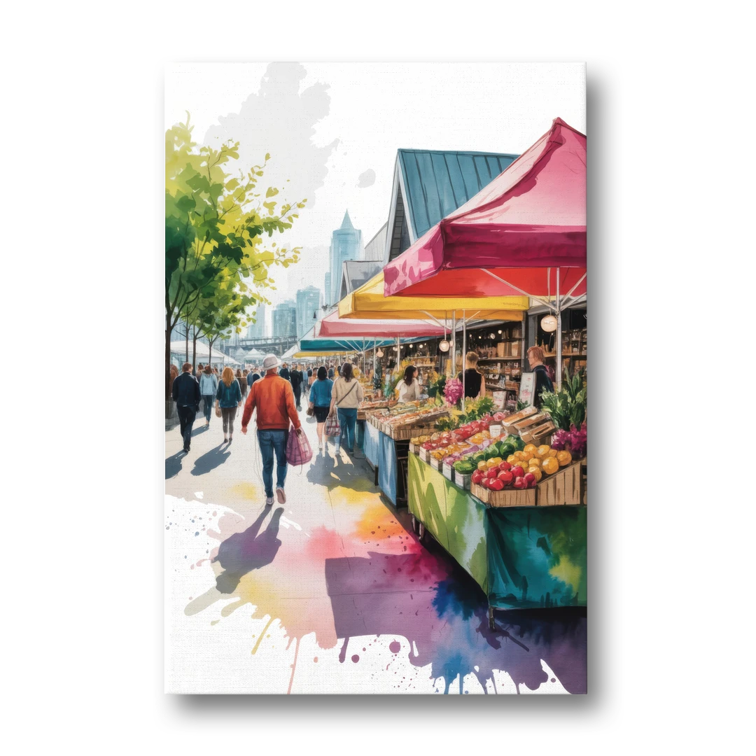 Granville Island Market - Canvas Wall Art - Front