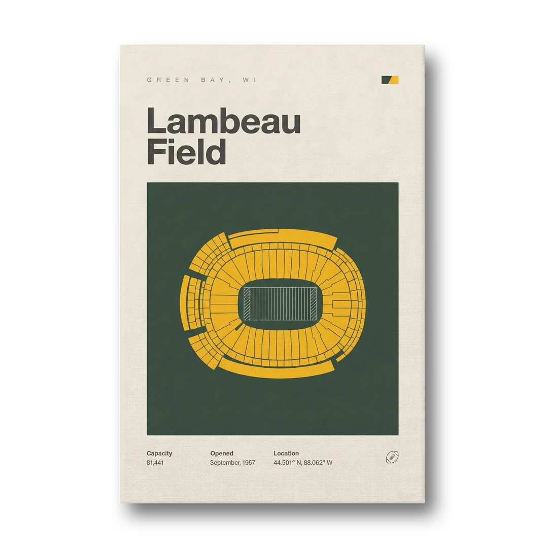 Green Bay Packers Lambeau Field Stadium Vintage - Canvas Wall Art - Front