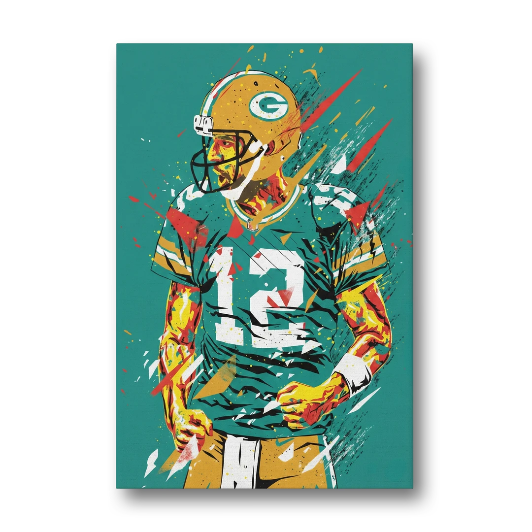 Green Bay Packers Pop Art - Aaron Rodgers - Canvas Wall Art - Front