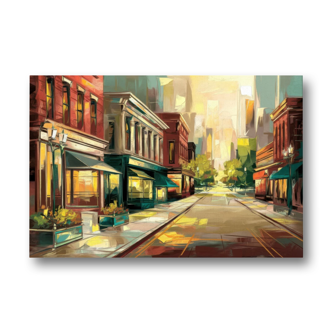 Greensboro Downtown Streetscape - Canvas Wall Art - Front