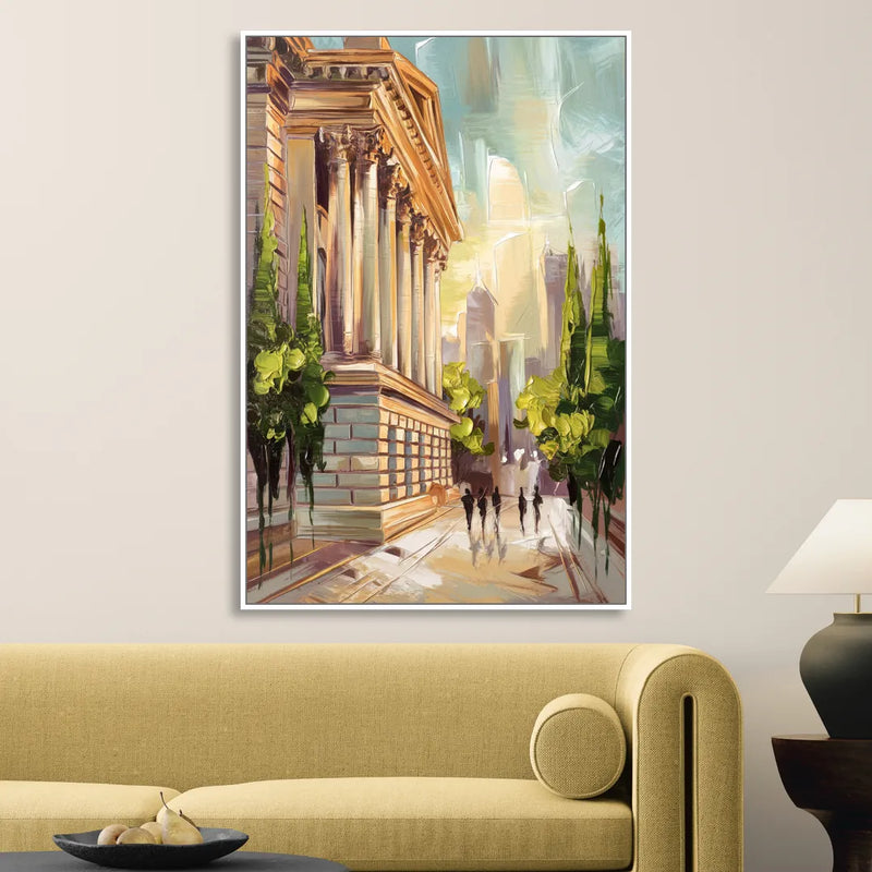 Greensboro Historic Architecture Living Room - White Canvas Wall Art