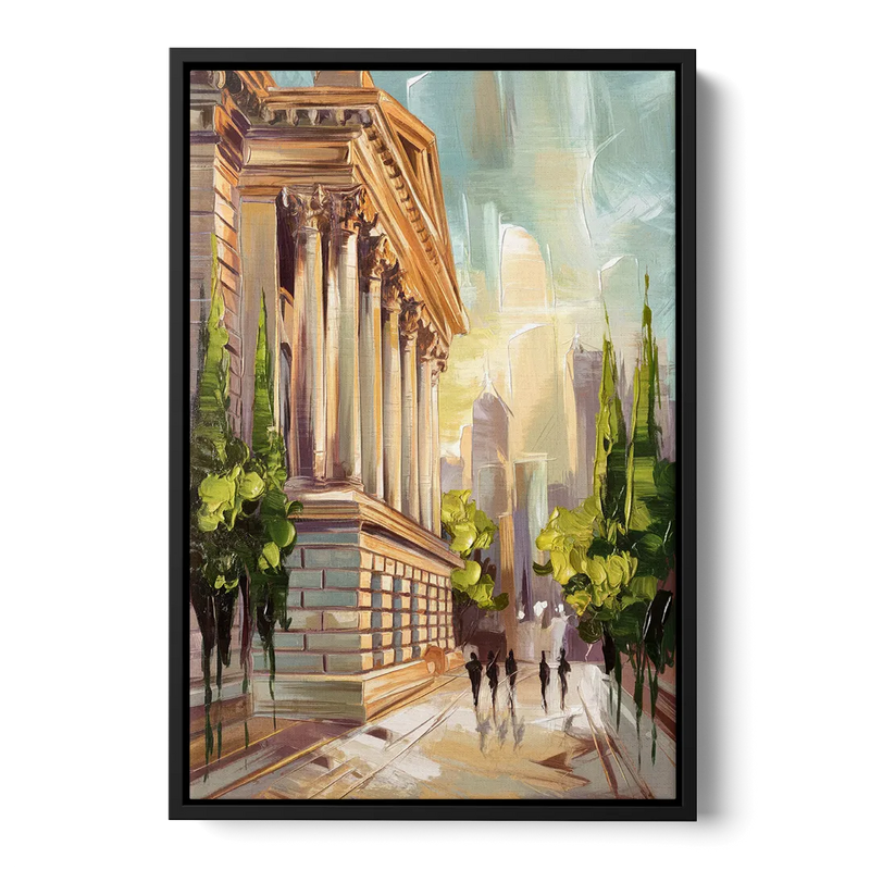 Greensboro Historic Architecture Front - Black Canvas Wall Art