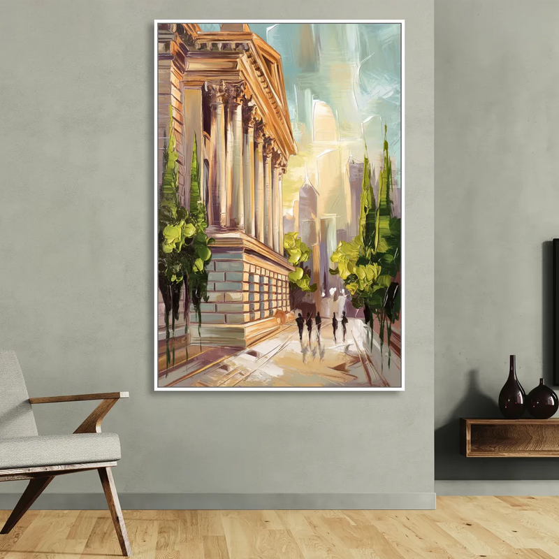 Greensboro Historic Architecture Sitting Room - White Canvas Wall Art