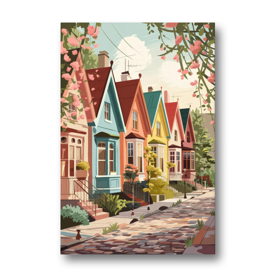 Greensboro Vibrant Neighborhoods - Canvas Wall Art - Front