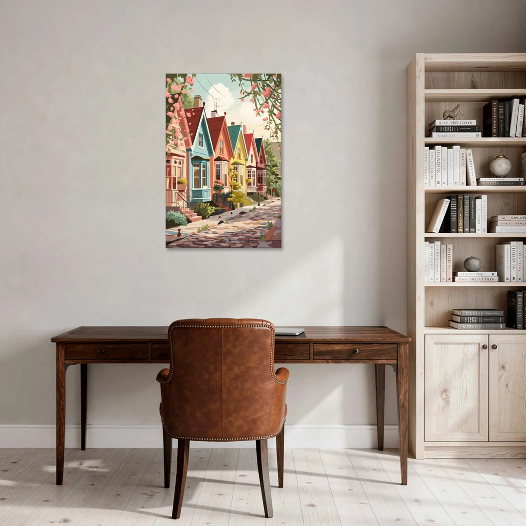 Greensboro Vibrant Neighborhoods - Canvas Wall Art - Office - 24x36