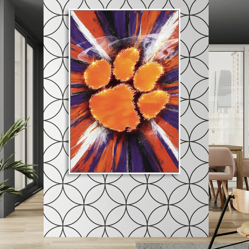 Greenville Clemson Tigers Pride Living Room - White Canvas Wall Art
