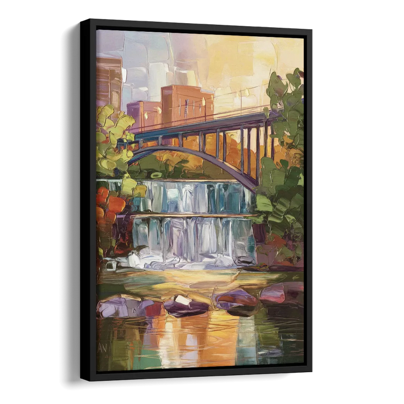 Greenville Historic Landmarks Side - Black Canvas Wall Art