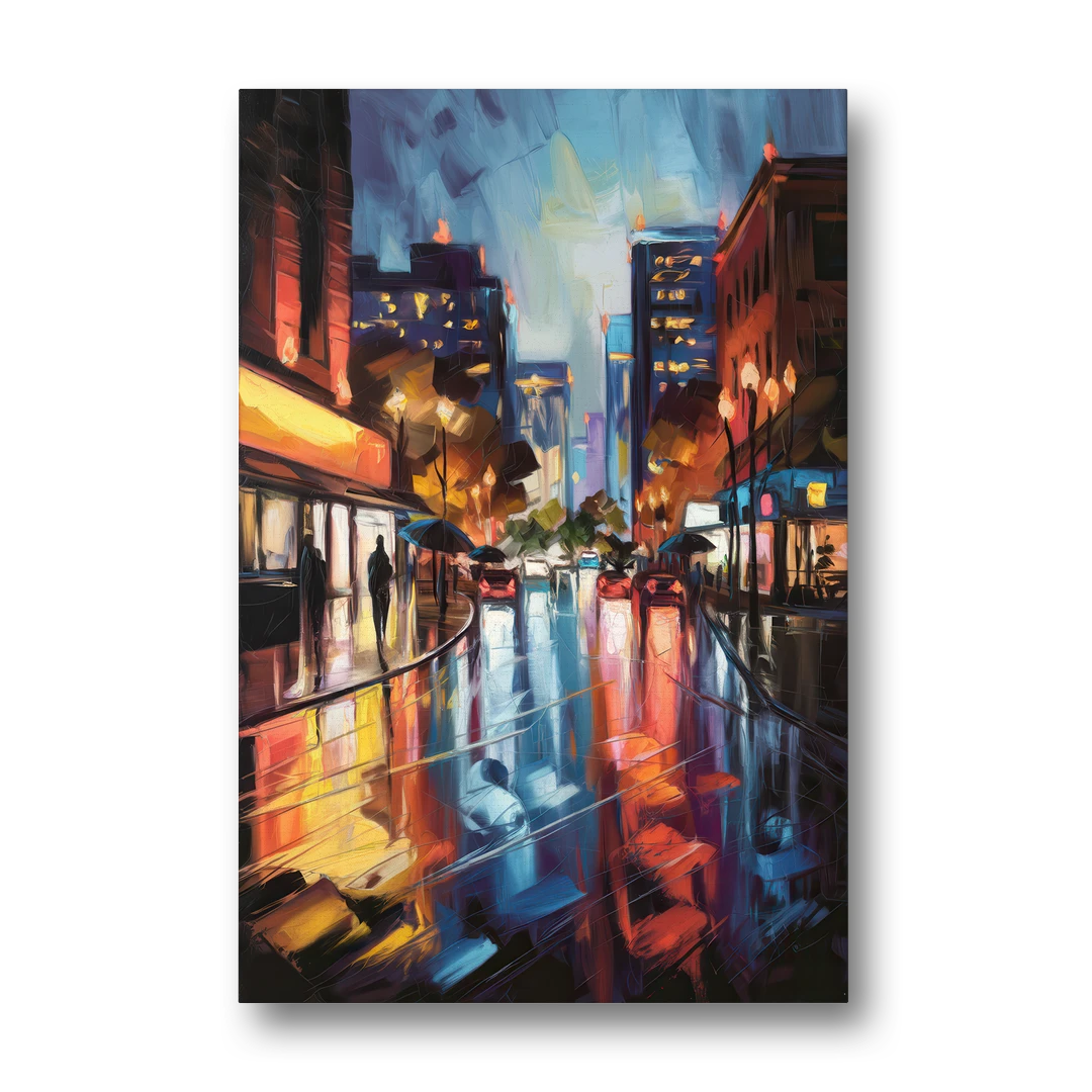 Greenville Night City Lights - Canvas Wall Art - Front