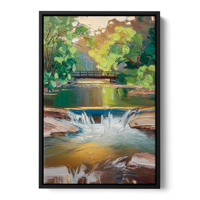 Greenville Reedy River Views Front - Black Canvas Wall Art