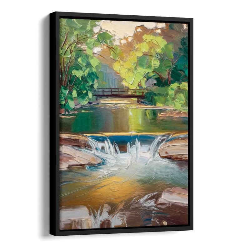 Greenville Reedy River Views Side - Black Canvas Wall Art