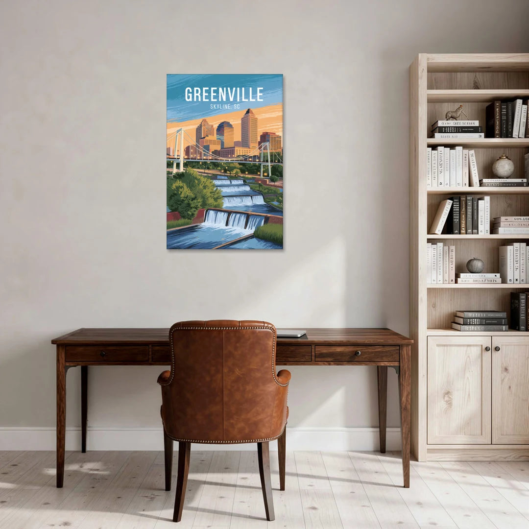 Greenville Skyline at Sunset - Canvas Wall Art - Office - 24x36