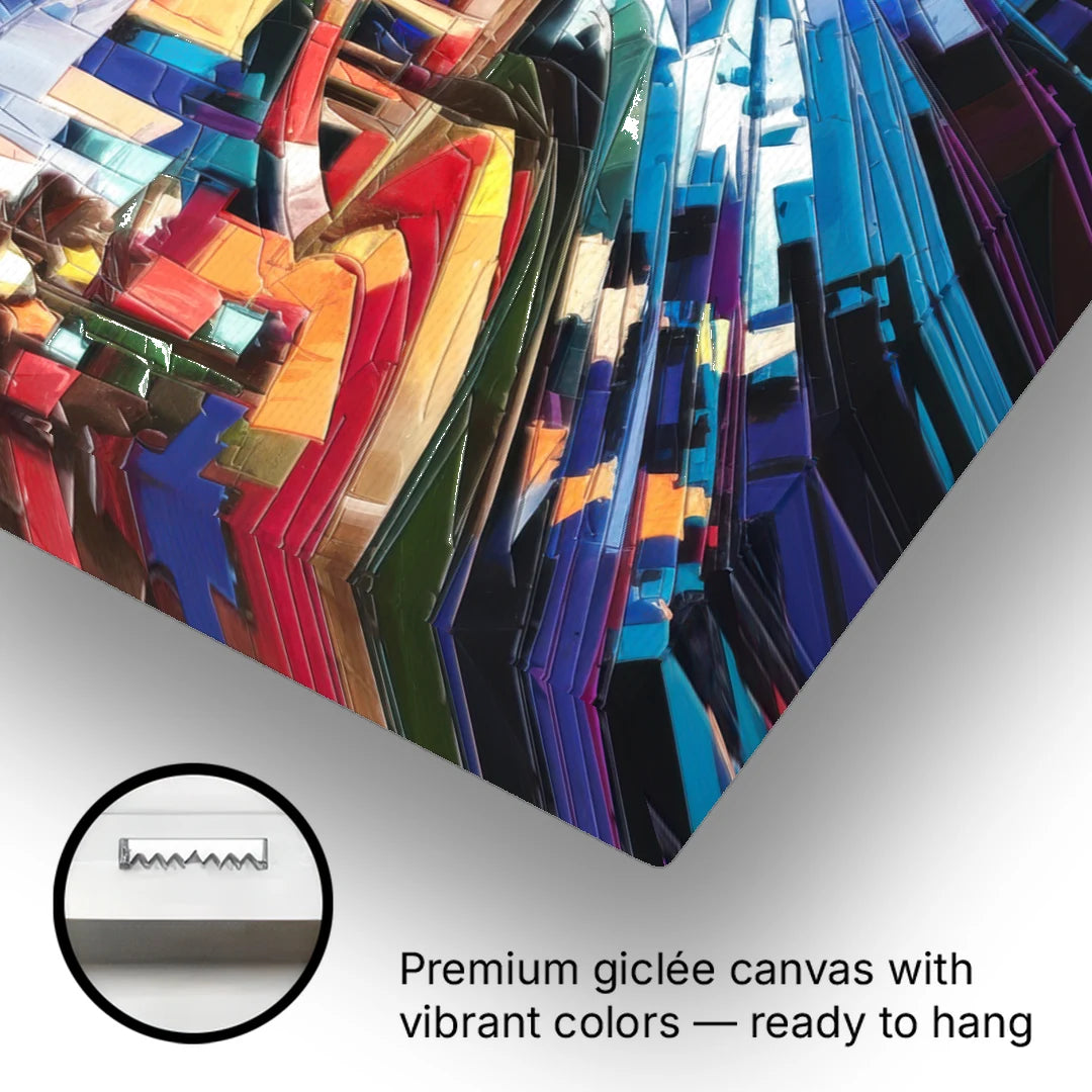 Greenville Vibrant Cityscape - Canvas Wall Art - Gallery Wrap Corner