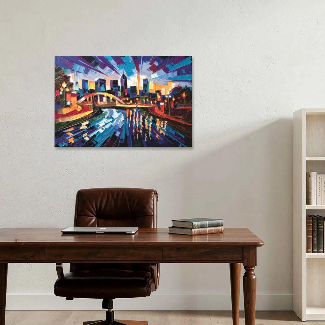 Greenville Vibrant Cityscape - Canvas Wall Art - Office - 36x24