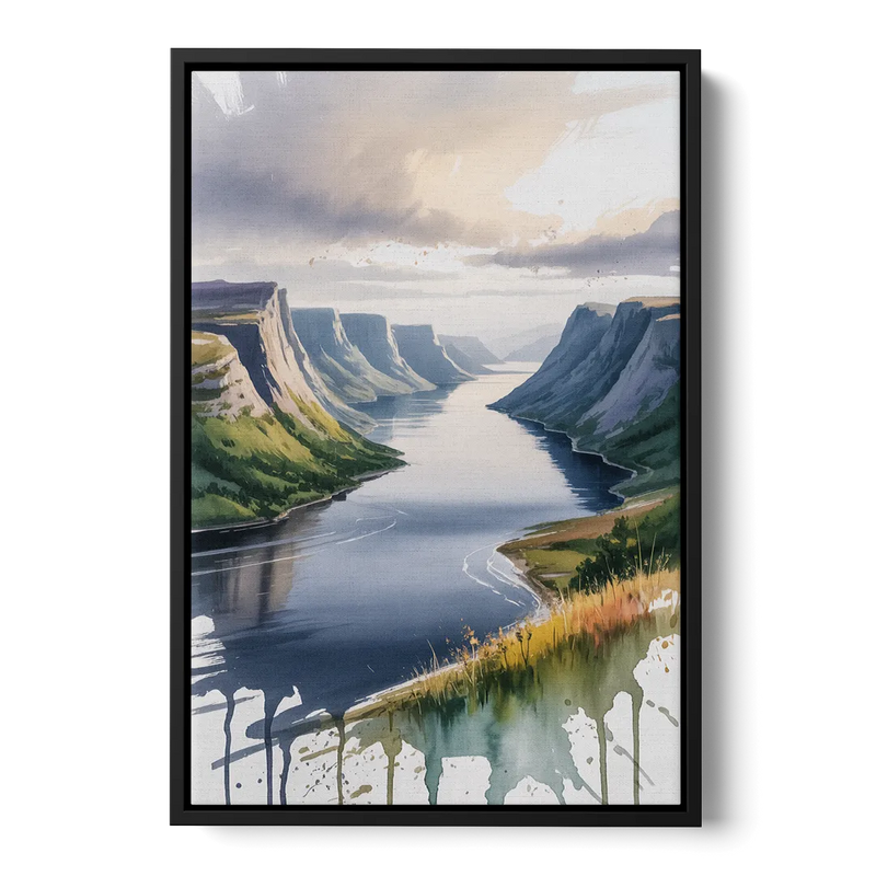 Gros Morne Fjords Front - Black Canvas Wall Art