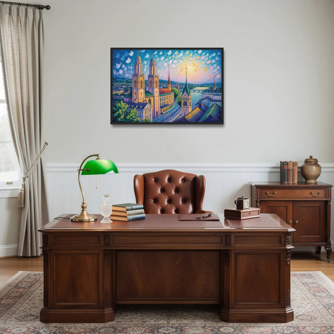 Grossmunster Majesty - Black Framed Canvas Wall Art - Office - 36x24