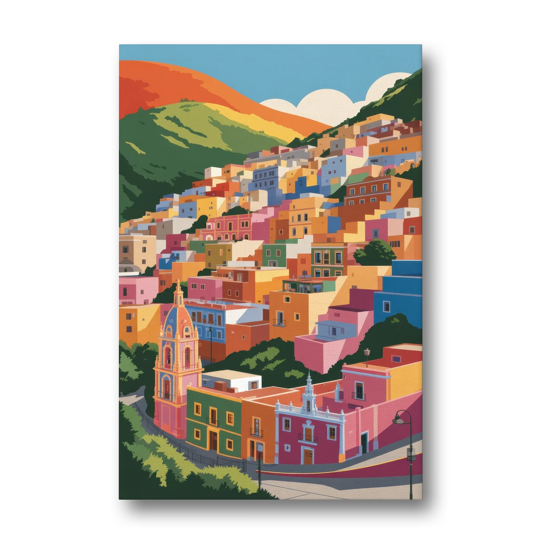 Guanajuato Colorful Hills - Canvas Wall Art - Front