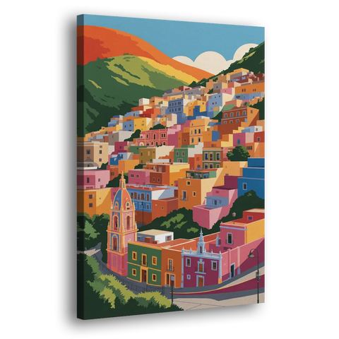 Guanajuato Colorful Hills - Canvas Wall Art