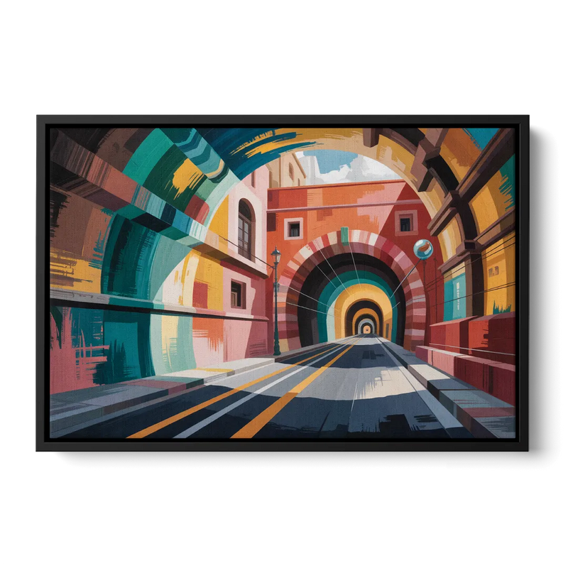 Guanajuato Tunnels Front - Black Canvas Wall Art