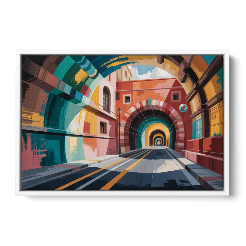 Guanajuato Tunnels Front - White Canvas Wall Art