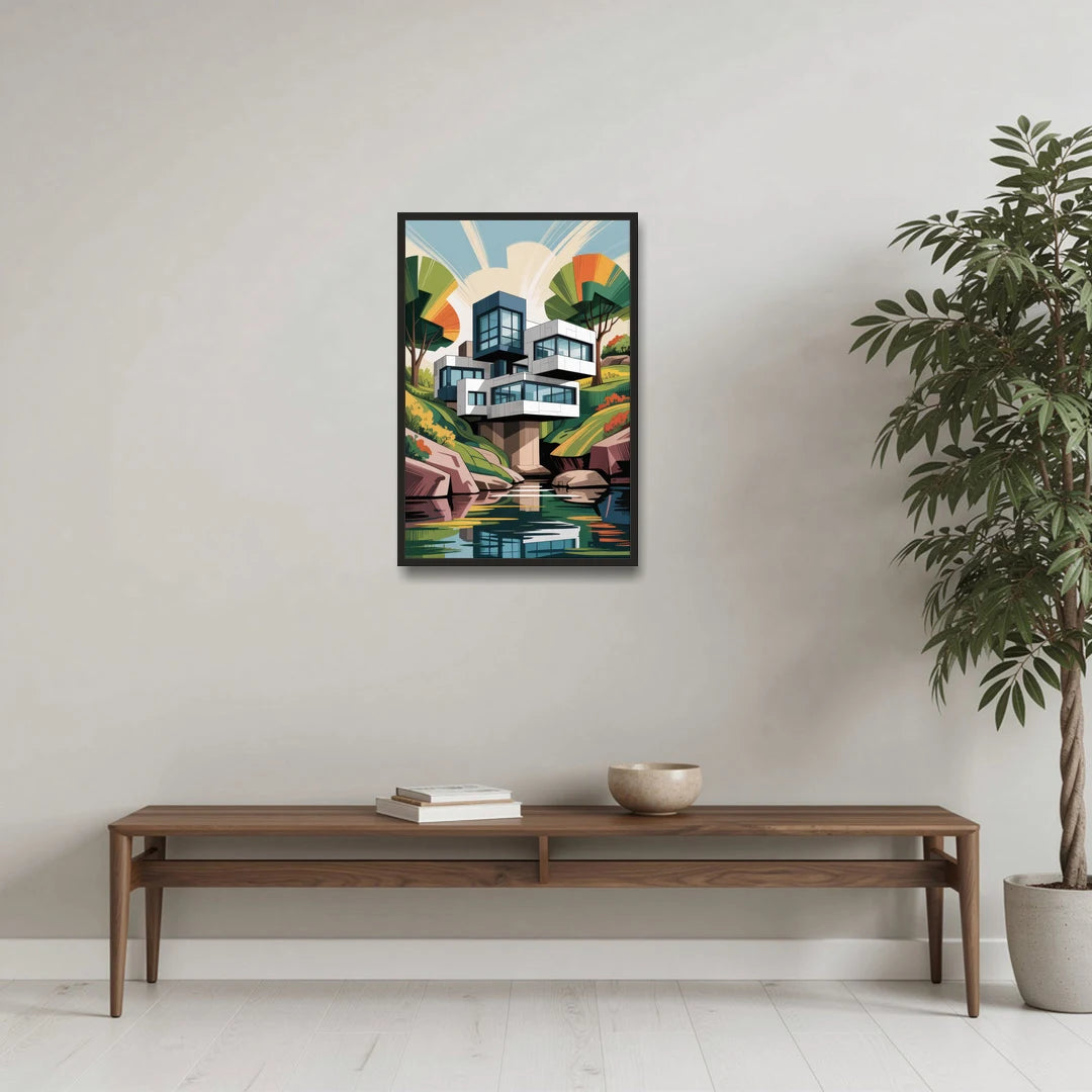 Habitat 67 Architecture - Black Framed Canvas Wall Art - Coffee Table - 20x30
