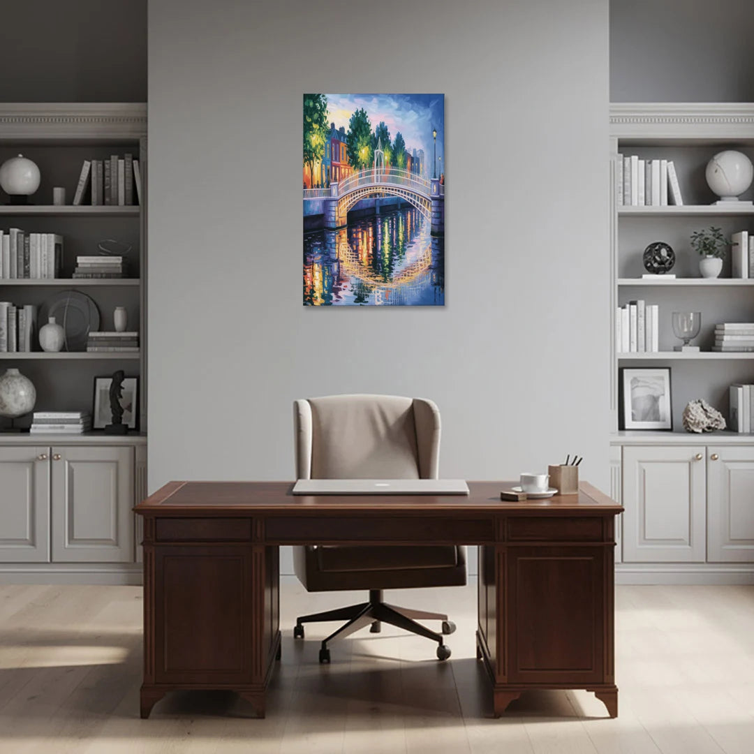 Ha'penny Bridge Views - Canvas Wall Art - Office - 24x36