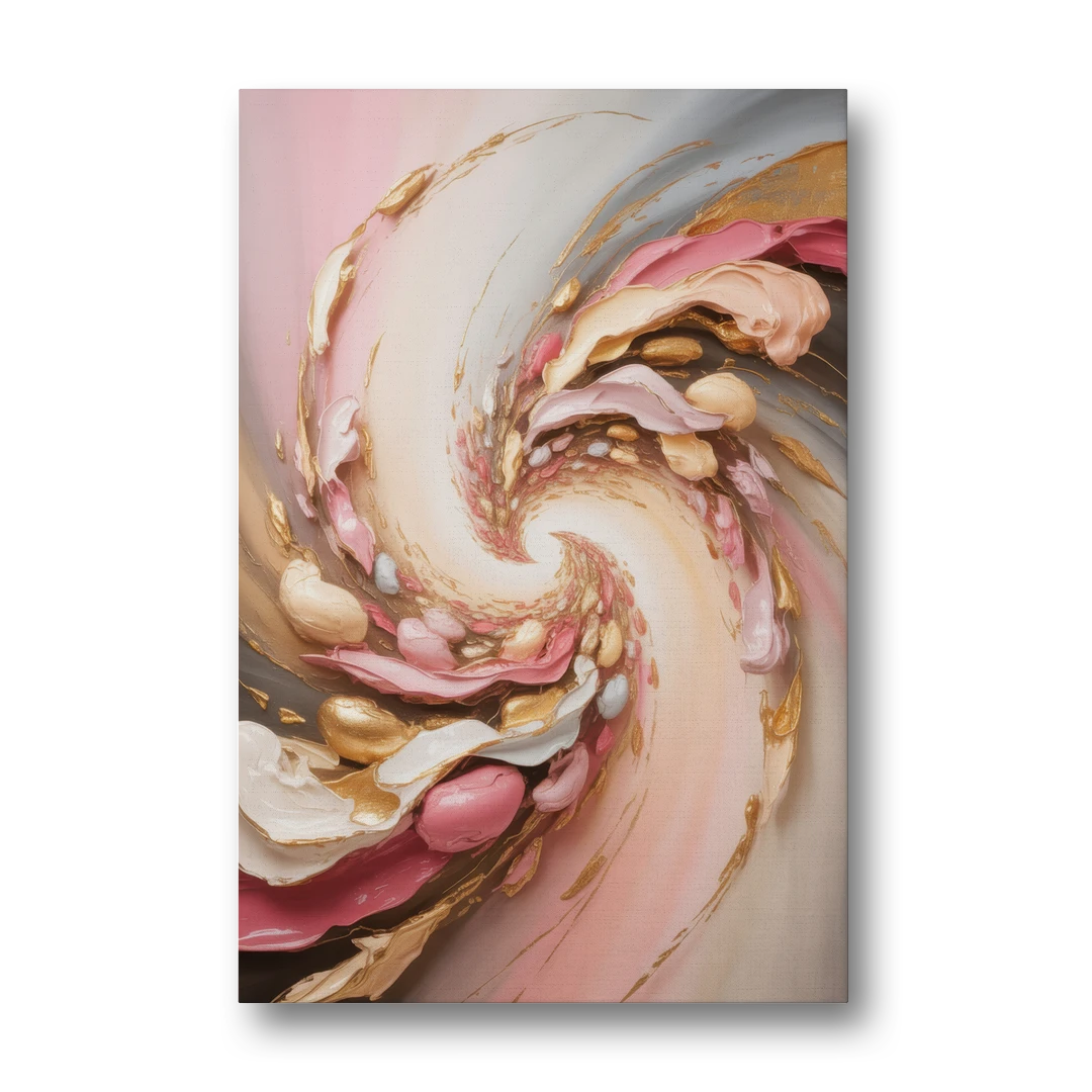 Harmonic Elegance Pink and Gold Abstract - Canvas Wall Art - Front