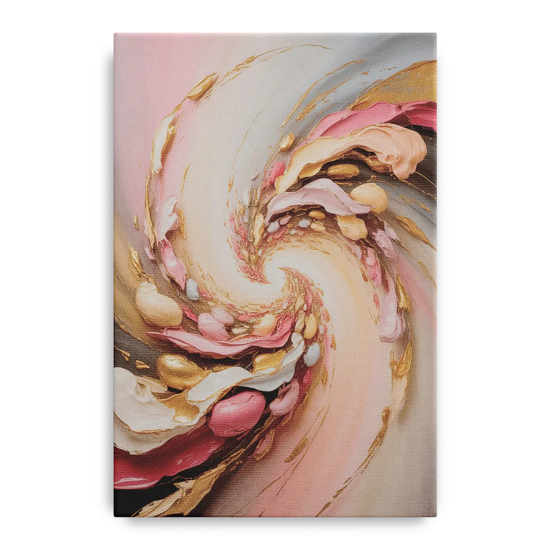 Harmonic Elegance Pink and Gold Abstract - Canvas Wall Art