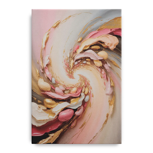 Harmonic Elegance Pink and Gold Abstract - Canvas Wall Art